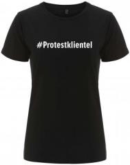 Zum/zur  tailliertes Fairtrade T-Shirt "#Protestklientel" für 18,10 € gehen.