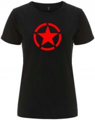 Zum/zur  tailliertes Fairtrade T-Shirt "Roter Stern im Kreis (red star)" für 18,10 € gehen.