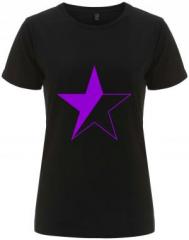 Zum/zur  tailliertes Fairtrade T-Shirt "schwarz/lila Stern" für 18,10 € gehen.