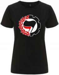 Zum/zur  tailliertes Fairtrade T-Shirt "Working Class Antifa" für 18,10 € gehen.