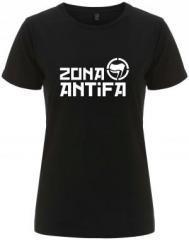 Zum/zur  tailliertes Fairtrade T-Shirt "Zona Antifa" für 18,10 € gehen.