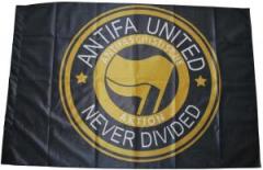 Zur Fahne / Flagge (ca. 150x100cm) "Antifa united - never divided" für 20,00 € gehen.