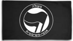 Zur Fahne / Flagge (ca. 150x100cm) "Antifaschistische Aktion - hebräisch (schwarz/schwarz)" für 20,00 € gehen.