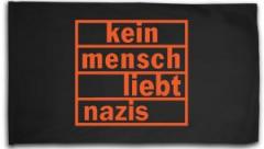Zur Fahne / Flagge (ca. 150x100cm) "kein mensch liebt nazis (orange)" für 16,00 € gehen.