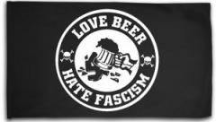 Zur Fahne / Flagge (ca. 150x100cm) "Love Beer Hate Fascism" für 25,00 € gehen.