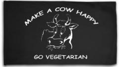 Zur Fahne / Flagge (ca. 150x100cm) "Make a Cow happy - Go Vegetarian" für 20,00 € gehen.