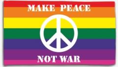 Zur Fahne / Flagge (ca. 150x100cm) "Make Peace Not War (Regenbogen)" für 16,10 € gehen.