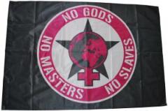 Zur Fahne / Flagge (ca. 150x100cm) "No Gods - No Masters - No Slaves" für 16,10 € gehen.
