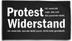 Zur Fahne / Flagge (ca. 150x100cm) "Protest ist, wenn ich sage, das und das passt mir nicht. Widerstand ist, wenn das, was mir nicht passt, nicht mehr geschieht." für 25,00 € gehen.