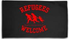 Zur Fahne / Flagge (ca. 150x100cm) "Refugees welcome (rot)" für 16,10 € gehen.