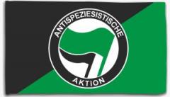 Zur Fahne / Flagge (ca. 150x100cm) "Schwarz/grüne Fahne mit Antispeziesistische Aktion (grün/schwarz)" für 25,00 € gehen.