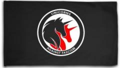 Zur Fahne / Flagge (ca. 150x100cm) "Unicorns against fascism" für 20,00 € gehen.