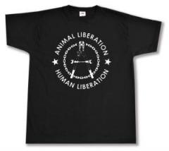 Zum T-Shirt "Animal Liberation - Human Liberation (Zange)" für 15,00 € gehen.