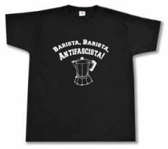 Zum T-Shirt "Barista Barista Antifascista" für 15,00 € gehen.
