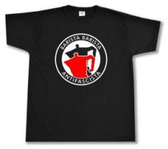 Zum T-Shirt "Barista Barista Antifascista (Moka)" für 13,12 € gehen.