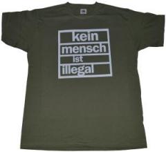 Zum T-Shirt "Kein Mensch ist Illegal (weiß/olivgrün)" für 13,12 € gehen.