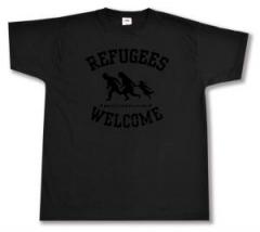Zum T-Shirt "Refugees welcome (schwarz)" für 13,12 € gehen.