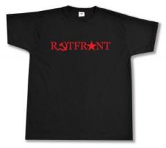 Zum T-Shirt "Rotfront! (Hammer und Sichel und Stern)" für 13,12 € gehen.