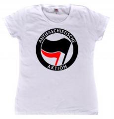 Zum tailliertes T-Shirt "Antifaschistische Aktion (schwarz/rot) - weiß" für 15,00 € gehen.