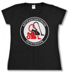 Zum tailliertes T-Shirt "Antifaschistische Putztruppe" für 14,00 € gehen.