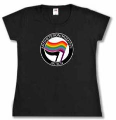 Zum tailliertes T-Shirt "Antiheteronormative Aktion" für 14,00 € gehen.