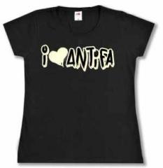 Zum tailliertes T-Shirt "I <3 Antifa" für 16,00 € gehen.