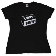 Zum tailliertes T-Shirt "I love Tofu" für 14,13 € gehen.