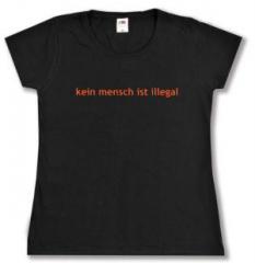 Zum tailliertes T-Shirt "kein mensch ist illegal - Text" für 14,00 € gehen.