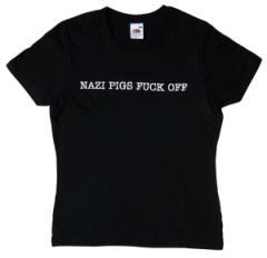 Zum tailliertes T-Shirt "Nazi Pigs Fuck Off" für 14,00 € gehen.