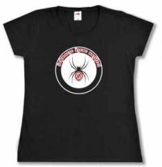 Zum tailliertes T-Shirt "Schwarze Szene Nazifrei - Spinne" für 17,00 € gehen.