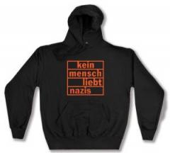 Zum Kapuzen-Pullover "kein mensch liebt nazis (orange)" für 30,00 € gehen.