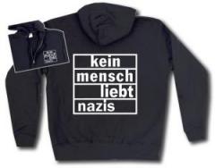 Zur Kapuzen-Jacke "kein mensch liebt nazis" für 30,00 € gehen.