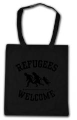 Zur Baumwoll-Tragetasche "Refugees welcome (schwarz)" für 6,00 € gehen.