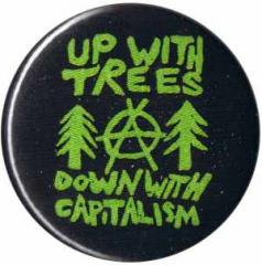Zum 25mm Magnet-Button "Up with Trees - Down with Capitalism" für 2,00 € gehen.