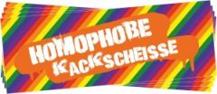Zum Aufkleber-Paket "Homophobe Kackscheisse" für 2,50 € gehen.