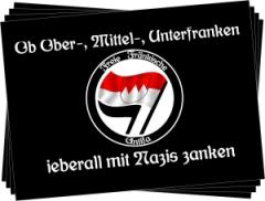 Zum Aufkleber-Paket "Ob Ober-, Mittel-, Unterfranken - ieberall mit Nazis zanken" für 2,01 € gehen.