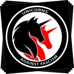 Zum Aufkleber-Paket "Unicorns against fascism" für 2,00 € gehen.