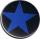 Der 37mm Magnet-Button Blauer Stern in schwarz.