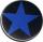 Der 50mm Button Blauer Stern in schwarz.