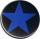 Der 37mm Button Blauer Stern in schwarz.